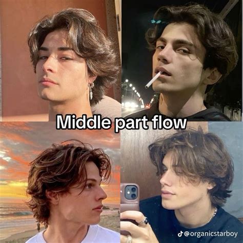 Men’s middle part haircut hairstyle | Hair cuts, Wavy hair men, Men ...