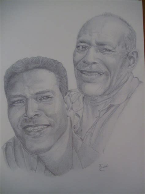 mijn creaties: portret tekening vader en zoon
