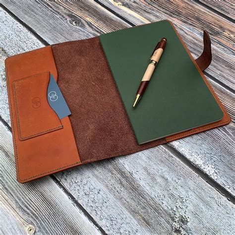 personalised leather notebook case choice  colours luxury italian