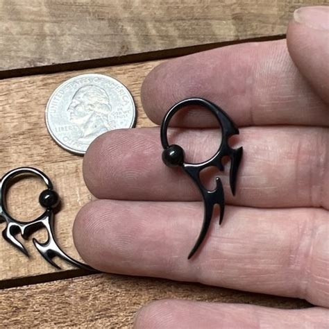 pair    black cbr tribal nipple rings ear body jewelry plugs