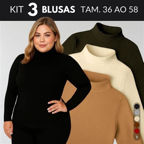 Blusa De Frio Térmica - KIT 3 Blusa Termica Feminina Blusa De Frio Feminina Blusa Gola Alta ...