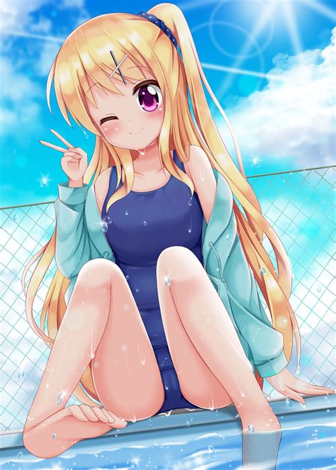 kujou karen, kin-iro mosaic, highres, 1girl, blonde hair, cameltoe, one
