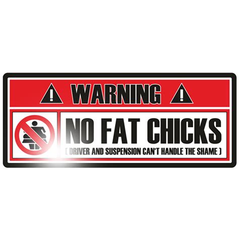 Warning No Fat Chicks 15cm Aufkleber Sticker OEM JDM Retro Vintage