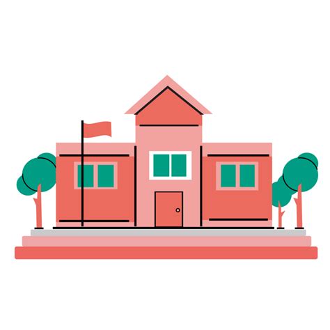 Illustration of a school building in vintage colors. Cartoon school ...
