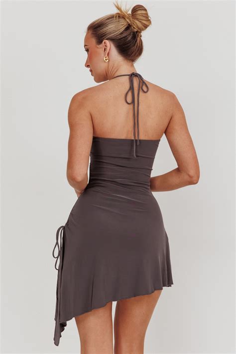 Thriving Ruched Side Mini Dress Charcoal– Selfie Leslie