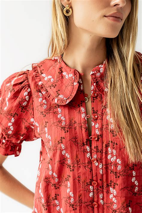 Nelly Floral Blouse in Red - FINAL SALE