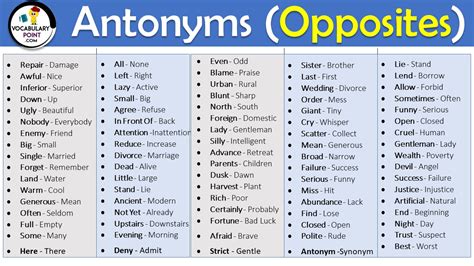 List of Synonyms and Antonyms