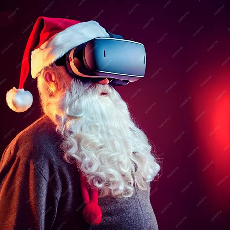 Premium Photo | Futuristic santa claus wearing virtual reality vr