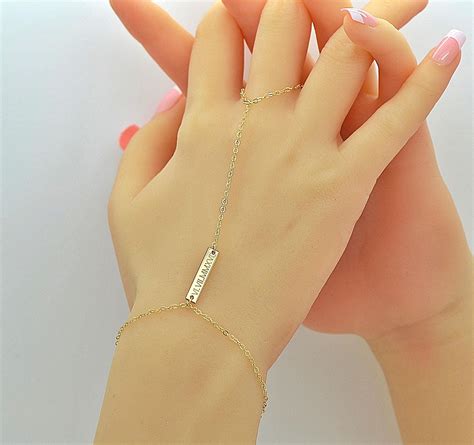 slave bracelet hand chain bracelet dainty bar bracelet ring etsy