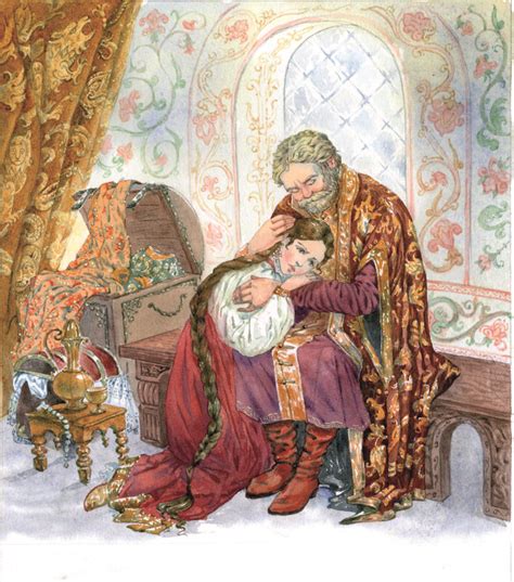Иллюстрация С.Аксаков, "Аленький цветочек" в стиле