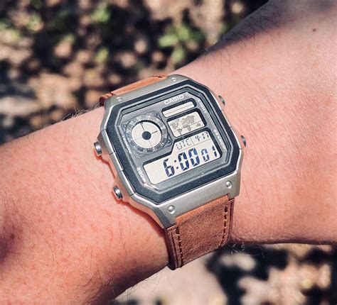 [Casio] AE1200WH-1A on Vario Oiled Leather Russet Brown Strap, Text ...