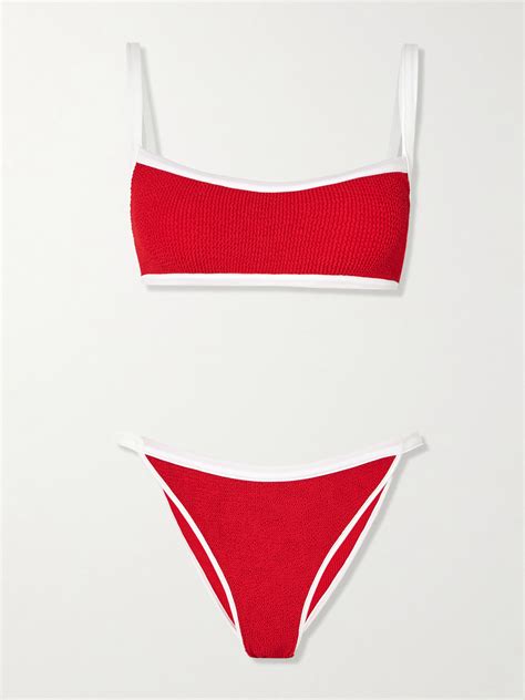 Hunza G Tyler Seersucker Bikini In Red | ModeSens