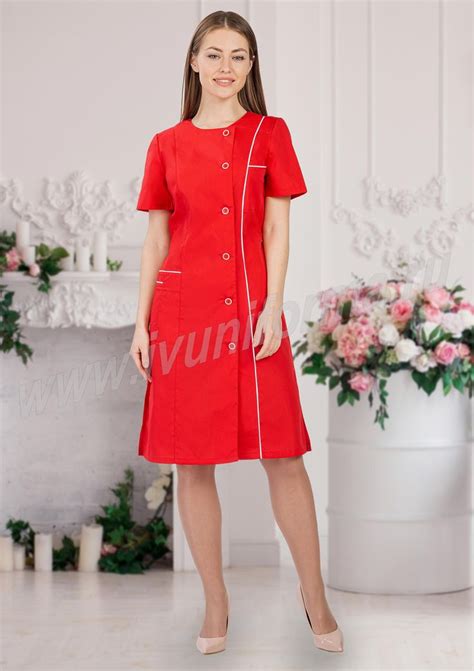 Халат медицинский женский "Каролина" | Short sleeve dresses, Dresses ...