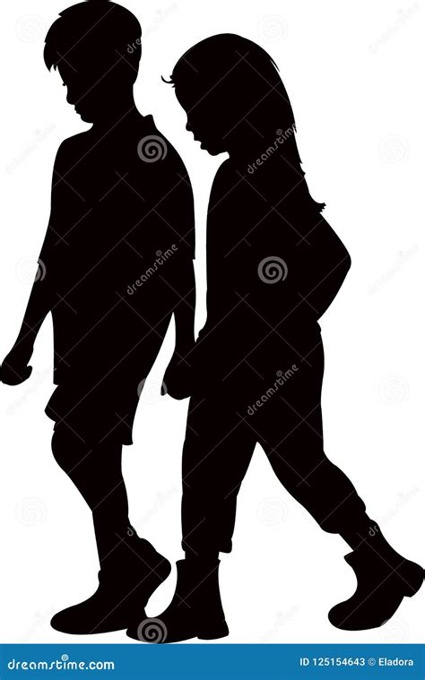 A Boy and a Girl Walking Body, Silhouette Vector Stock Vector ...