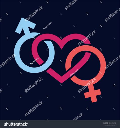 Vektor Stok Sex Symbols Shape Heart Male Female (Tanpa Royalti) 1018016572