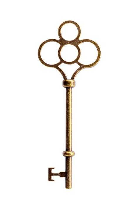 Close up old vintage key isolated on transparent background. Png ...