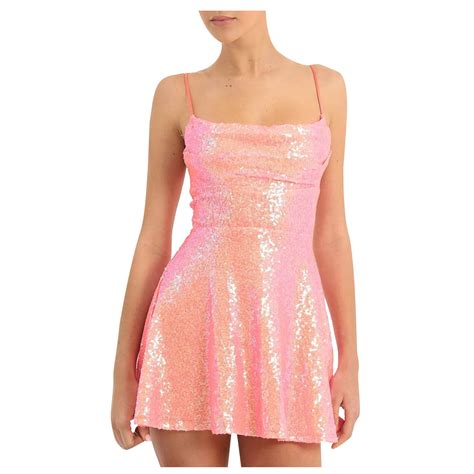 Pink Womens Dresses Homecoming Dresses for Ladies Spaghetti Strap Off