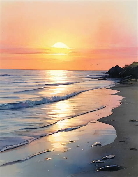 "Gentle sunset, serene sea subtle …" — image created in Shedevrum