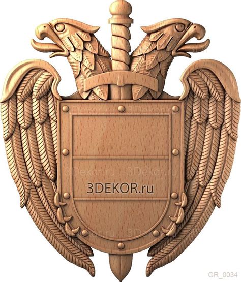 Картуш с ястребом и мечом. Герб из дерева. Резные изделия, готовые/на ...