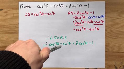 Prove cos^2x-sin^2x=2cos^2x-1 - YouTube