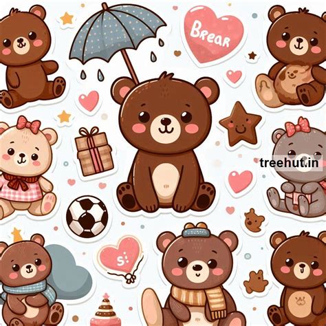 printable teddy bear stickers   sticker craft ideas  kids
