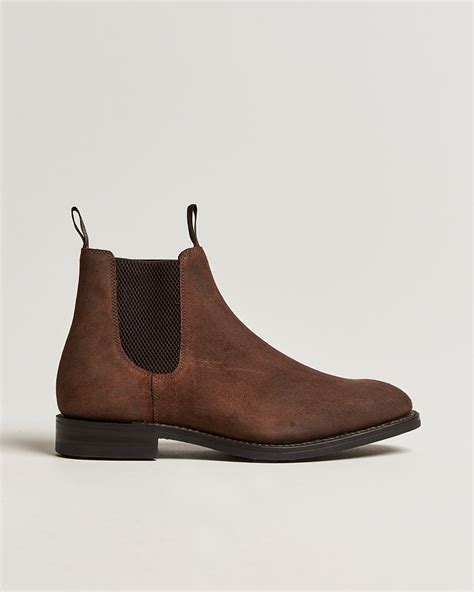 Loake 1880 Chatsworth Chelsea Boot Brown Waxed Suede at CareOfCarl.com