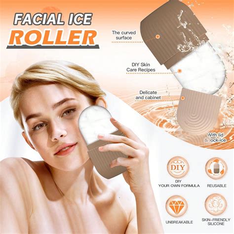 Ice Roller Tightens Skin And Reduces Swelling In Eye Area. Cold Therapy Treats Facial Swelling