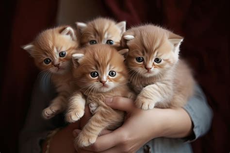 Premium Photo | Hugging Many Kittens a Bouquet of Kittens Hands Hugs a ...