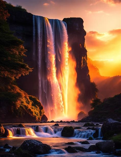 Premium AI Image | Beautiful Waterfalls landscape