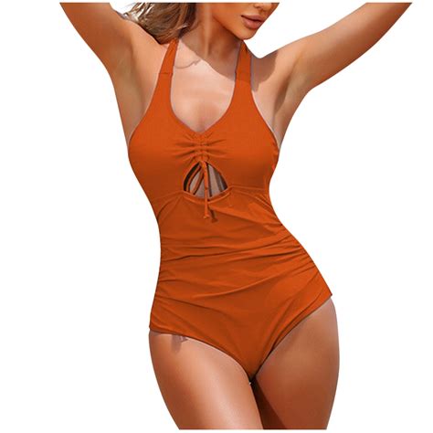 Ruched High Waisted Bikini Bottom One Piece Halter Swimsuit Trendy