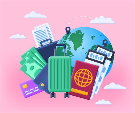 3d Business Trip Banner Concept Plasticine Cartoon Style. Vector