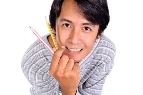 happy thailand man  stock image image  pencil