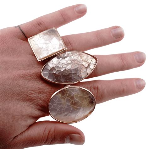 inel reglabil sidef  metal auriu rotund pe stonemaniaro
