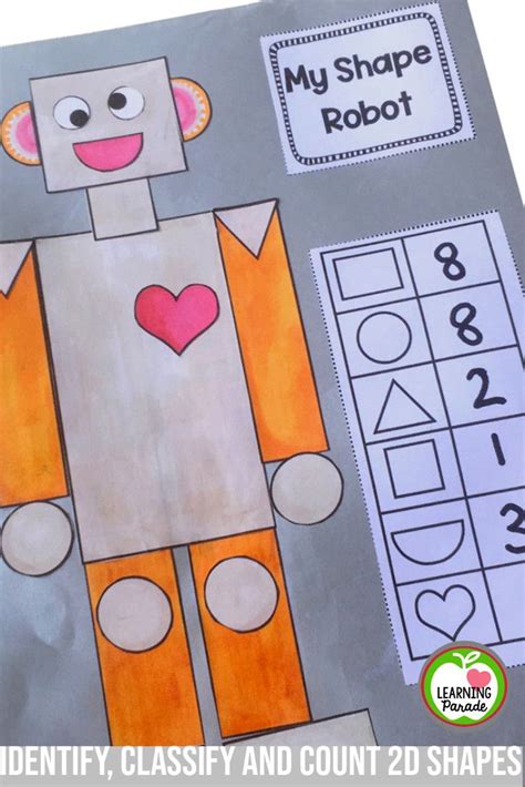 2d shape robots in 2021 math crafts shape activities kindergarten ...