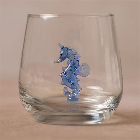 seahorse wine glass etsy