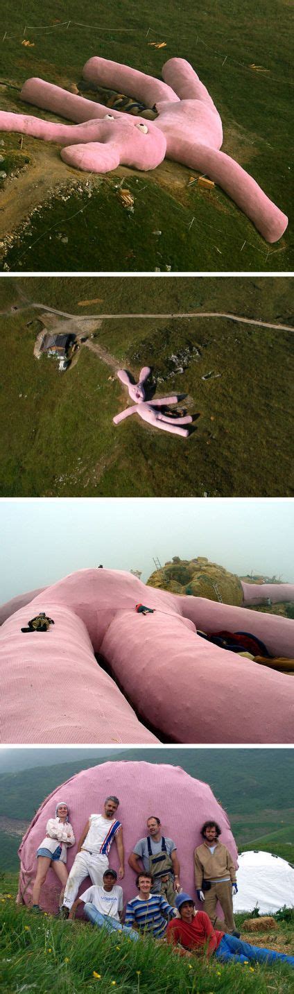 Giant Pink Bunny created by a group of artists near Artesina, Italy as ...