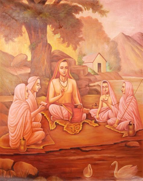 Painting of Adi Shankaracharya with Disciples | Oil on Canvas | Exotic India Art