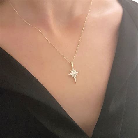 14K Real Solid Gold North Star Necklace for Women | Cute Necklaces