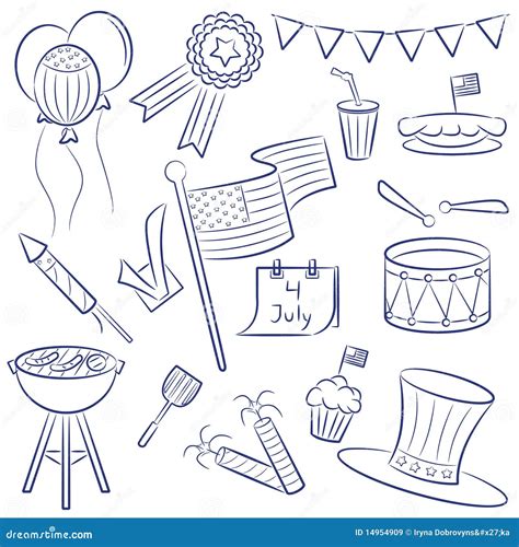 4th July stock vector. Illustration of doodle, party - 14954909