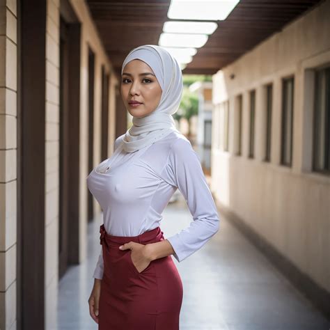 52 years Old, Hijab Indonesian mature woman, Big Tits : 96.9, Long