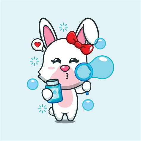 bunny blowing bubbles cartoon vector illustration. 25561397 Vector Art