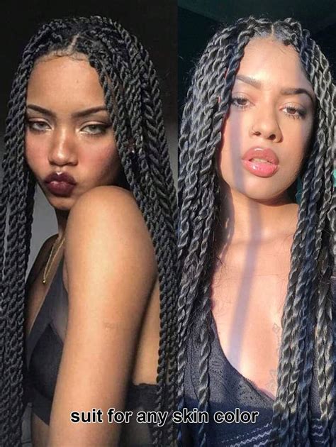 Twist Braided Wigs Synthetic Lace Front Wigs Pre Plucked Knotless Box ...