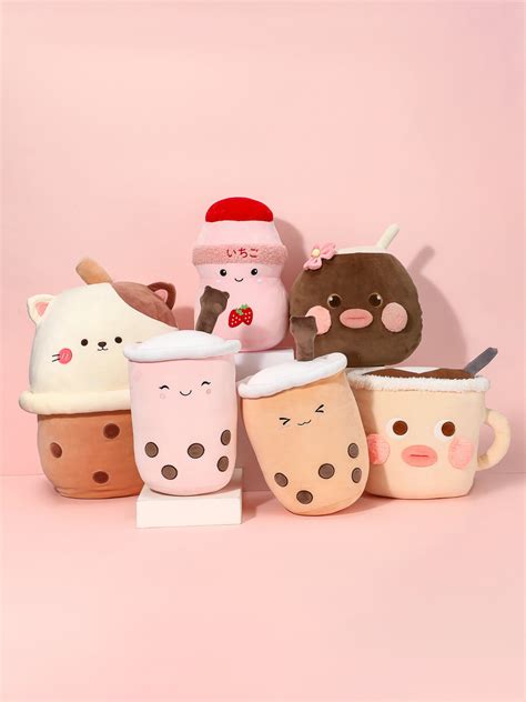 MINISO Beverages & Food Series Pillow Strawberry Milk Tea Shake Plush ...