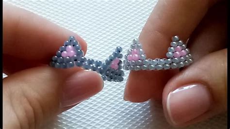 Кольцо с кошачьими ушками | Beaded jewelry diy, Jewelry patterns ...
