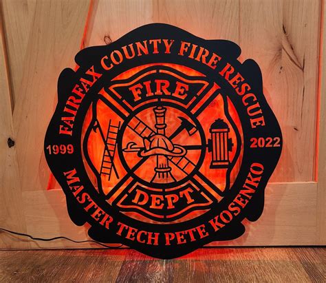 Personalized custom metal firefighter maltese cross led lit sign volunteer fireman fire