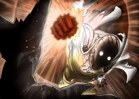 Saitama vs Garou! Serious Punch! cleaned and colored. : r/OnePunchMan