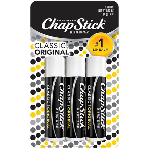 ChapStick Classic (3 Sticks) Original Flavor Skin Protectant Flavored ...