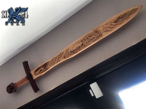 God Bless America Patriotic Police Wooden Sword - 10-4 Gear