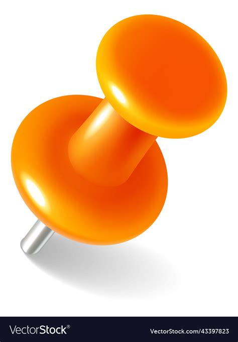 Orange push pin mockup realistic thumb tack Vector Image