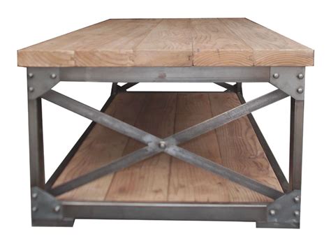 Metal Base Solid Wood Top Coffee Table